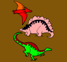 Dibujo Tres clases de dinosaurios pintado por xander