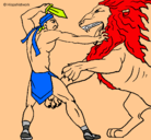 Dibujo Gladiador contra león pintado por ssssssssssss