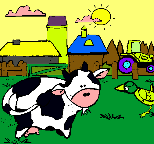 Vaca en la granja