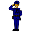 Dibujo Policía saludando pintado por policia