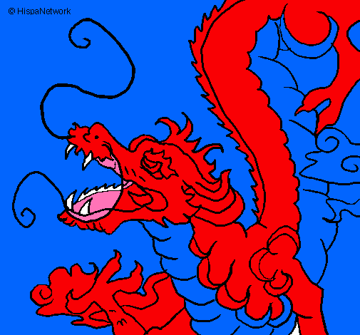 Dibujo Dragón japonés pintado por emicaqui