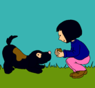 Dibujo Niña y perro jugando pintado por maiaparis