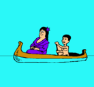 Dibujo Madre e hijo en canoa pintado por martik