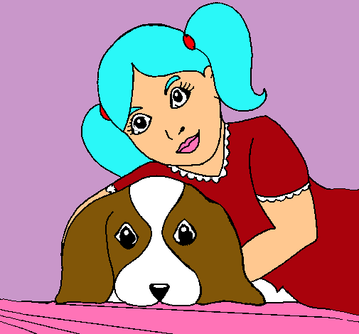 Dibujo Niña abrazando a su perro pintado por Laura2