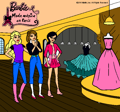 Barbie mirando vestidos