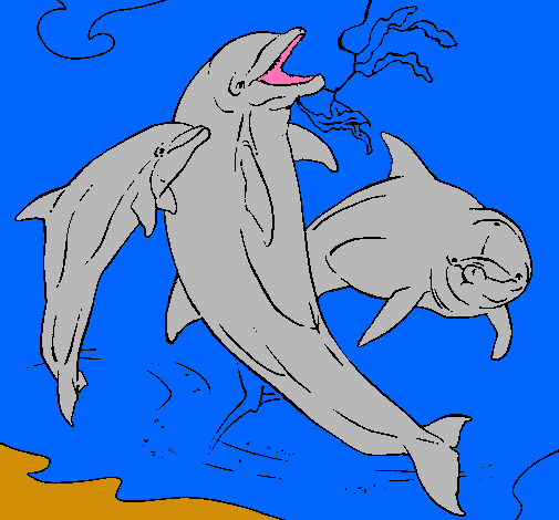 Dibujo Delfines jugando pintado por emicaqui