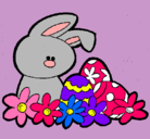 Dibujo Conejito de pascua pintado por morado