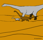 Dibujo Familia de Braquiosaurios pintado por solange