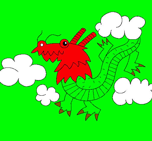 Dibujo Dragón chino pintado por emicaqui