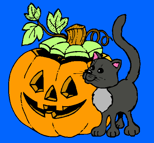 Calabaza y gato