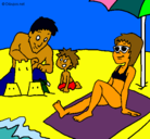 Dibujo Vacaciones familiares pintado por playa