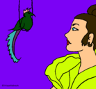 Dibujo Mujer y pájaro pintado por wewndi