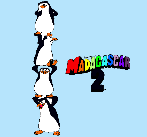 Dibujo Madagascar 2 Pingüinos pintado por Laura2