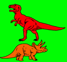 Dibujo Triceratops y tiranosaurios rex pintado por pere