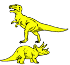Dibujo Triceratops y tiranosaurios rex pintado por estevan