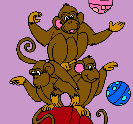 Monos haciendo malabares