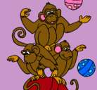 Dibujo Monos haciendo malabares pintado por gordi