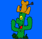 Dibujo Cactus con sombrero pintado por vaquero