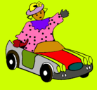 Dibujo Muñeca en coche descapotable pintado por carro