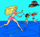 Dibujo Barbie de regreso a la playa pintado por larry