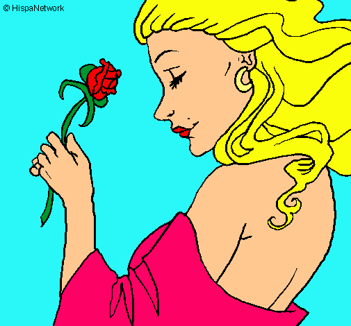 Dibujo Princesa con una rosa pintado por danii_krys