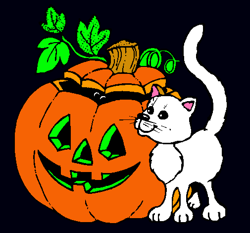 Calabaza y gato