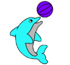 Dibujo Delfín jugando con una pelota pintado por maiaparis