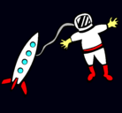 Dibujo Cohete y astronauta pintado por fili56