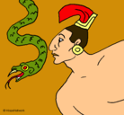 Dibujo Serpiente y guerrero pintado por Beckham
