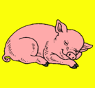 Dibujo Cerdo durmiendo pintado por aimara