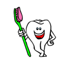 Dibujo Muela y cepillo de dientes pintado por melona