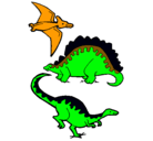 Dibujo Tres clases de dinosaurios pintado por toronja