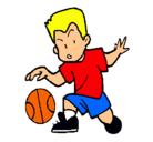 Dibujo Niño botando la pelota pintado por basquetbol