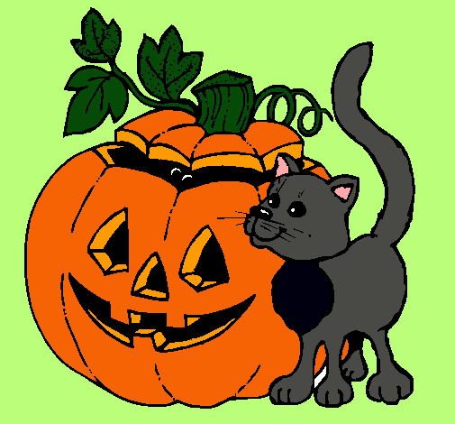 Calabaza y gato