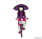 Dibujo China en bicicleta pintado por juno