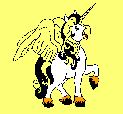 Dibujo Unicornio con alas pintado por maiaparis