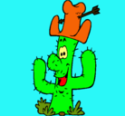 Dibujo Cactus con sombrero pintado por cowboy