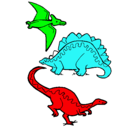 Dibujo Tres clases de dinosaurios pintado por 15874965238