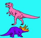 Dibujo Triceratops y tiranosaurios rex pintado por TriceYumi