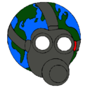 Dibujo Tierra con máscara de gas pintado por mundo