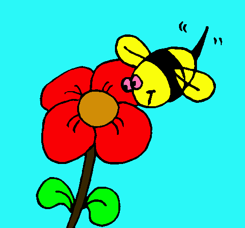 Abeja y flor