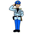 Dibujo Policía saludando pintado por policia