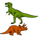 Dibujo Triceratops y tiranosaurios rex pintado por hdfg