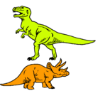 Dibujo Triceratops y tiranosaurios rex pintado por vale06