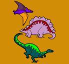 Dibujo Tres clases de dinosaurios pintado por dinosaurios