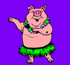 Dibujo Cerdo hawaiano pintado por veronica