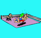 Dibujo Lucha en el ring pintado por luchadores