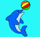 Dibujo Delfín jugando con una pelota pintado por marinero