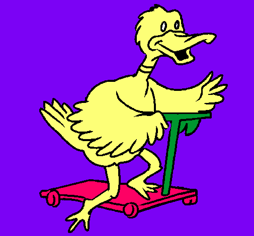 Pato en patinete