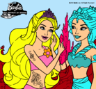 Dibujo Barbie se despiede de la reina sirena pintado por lusi